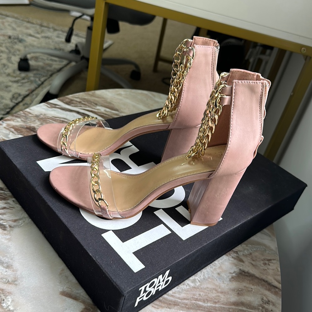 Nicole Miller NY Gold Chain Heels